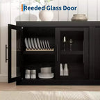 Mobile buffet credenza da 180 cm con 4 ante – Mobile contenitore moderno di metà secolo per soggiorno, cucina o ingresso