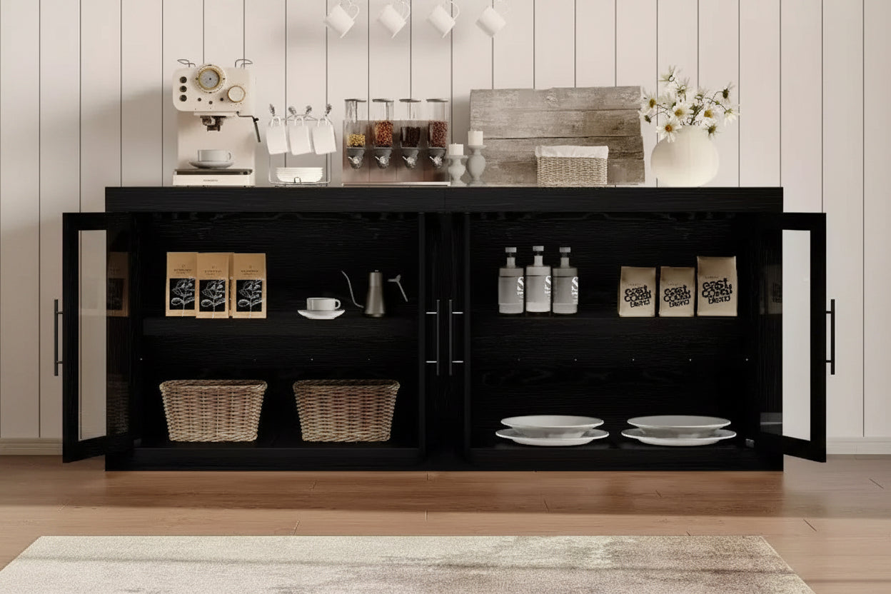 Mobile buffet credenza da 180 cm con 4 ante – Mobile contenitore moderno di metà secolo per soggiorno, cucina o ingresso