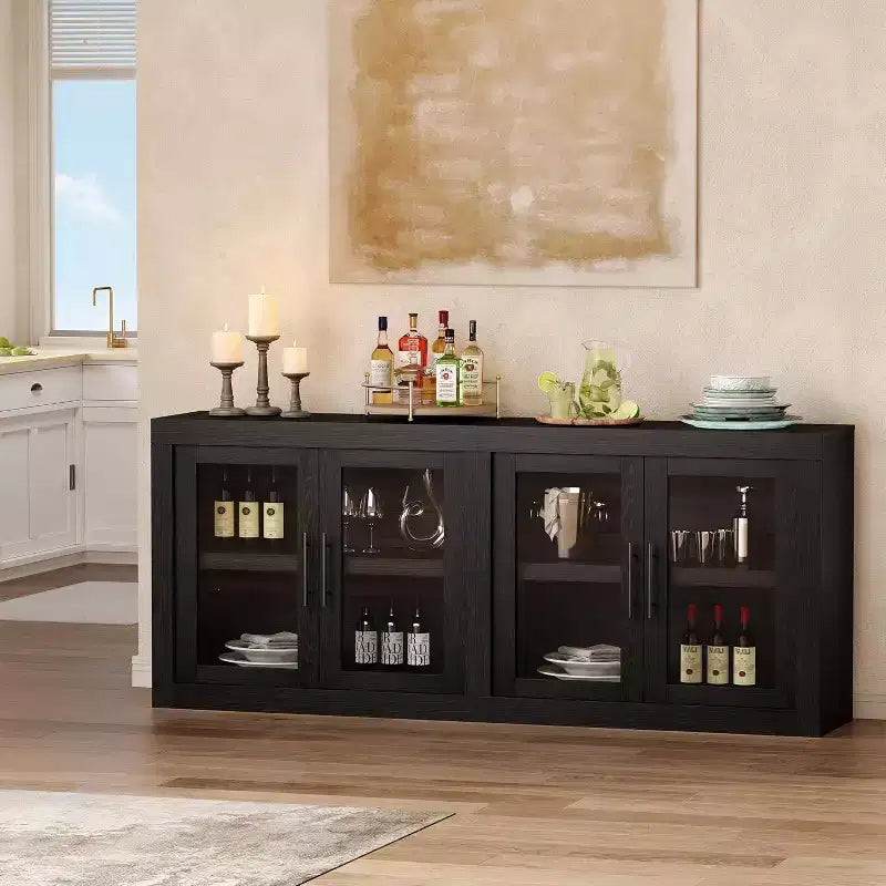 Mobile buffet credenza da 180 cm con 4 ante – Mobile contenitore moderno di metà secolo per soggiorno, cucina o ingresso