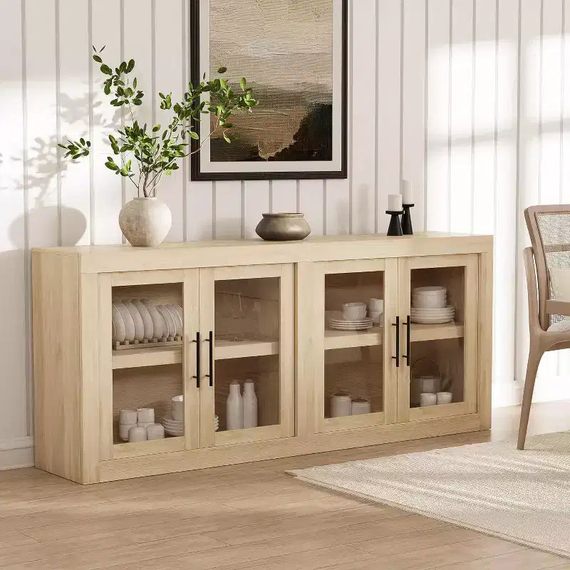 Mobile buffet credenza da 180 cm con 4 ante – Mobile contenitore moderno di metà secolo per soggiorno, cucina o ingresso