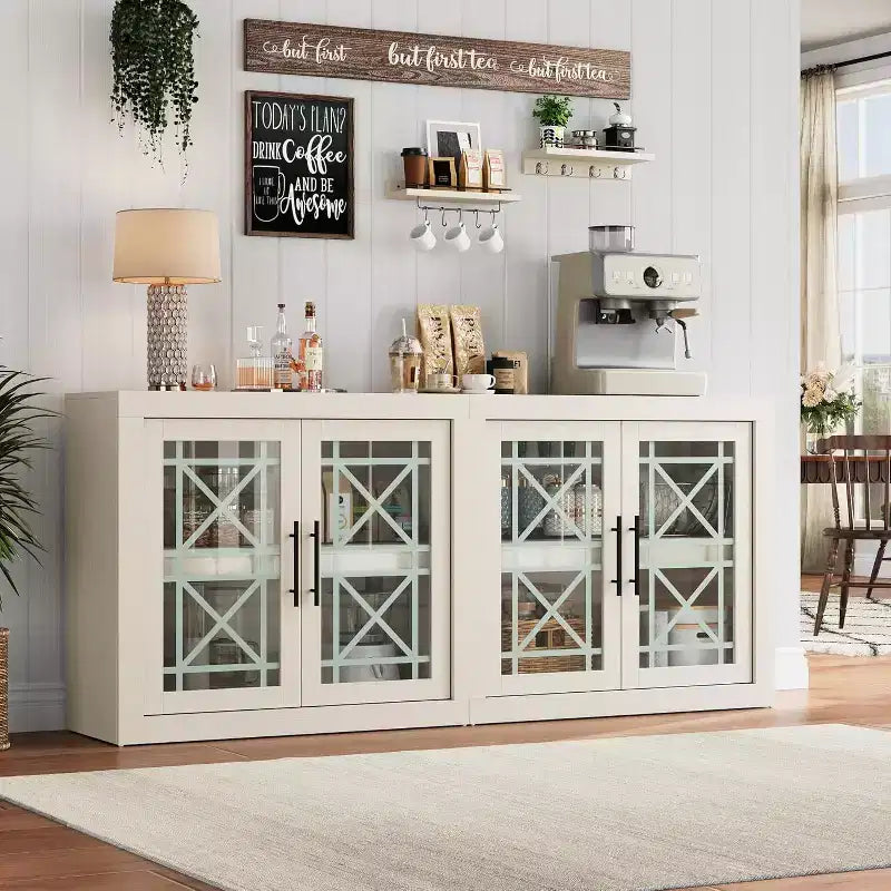 Mobile buffet credenza da 180 cm con 4 ante – Mobile contenitore moderno di metà secolo per soggiorno, cucina o ingresso