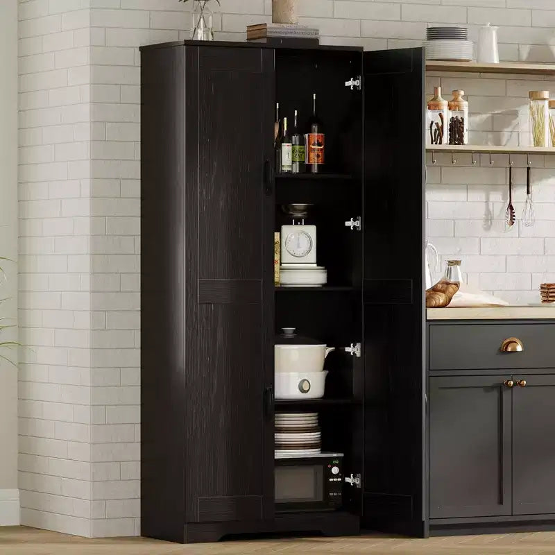 Kitchen Pantry Cabinet, Freestanding White Pantry Storage Cabinet, 60 Cupboard, Tall Bathroom Storage Cabinet