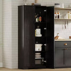 Kitchen Pantry Cabinet, Freestanding White Pantry Storage Cabinet, 60 Cupboard, Tall Bathroom Storage Cabinet