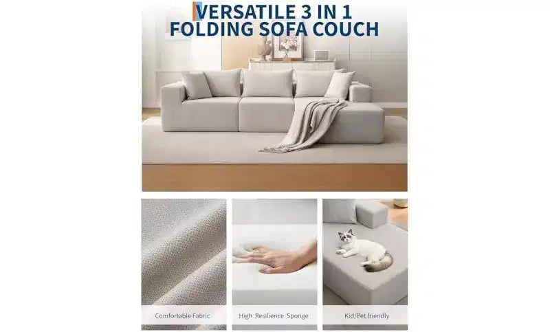 Divano sezionale modulare da 108" con chaise longue – Divano a L con divano letto convertibile, posti a sedere fino a 8