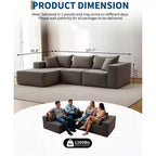 Divano sezionale modulare da 108" con chaise longue – Divano a L con divano letto convertibile, posti a sedere fino a 8