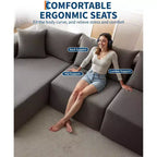 Divano sezionale modulare da 108" con chaise longue – Divano a L con divano letto convertibile, posti a sedere fino a 8