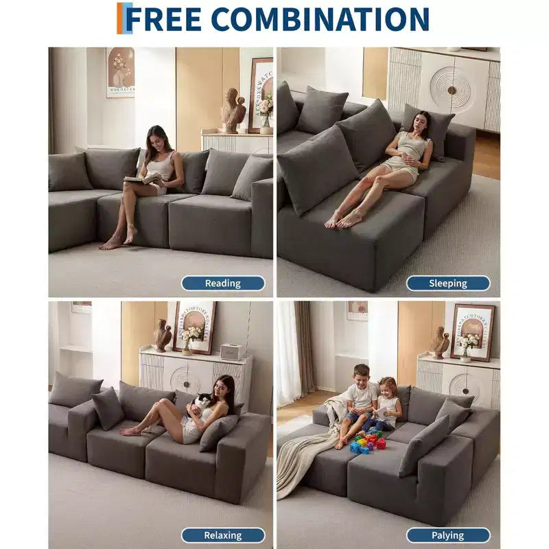 Divano sezionale modulare da 108" con chaise longue – Divano a L con divano letto convertibile, posti a sedere fino a 8