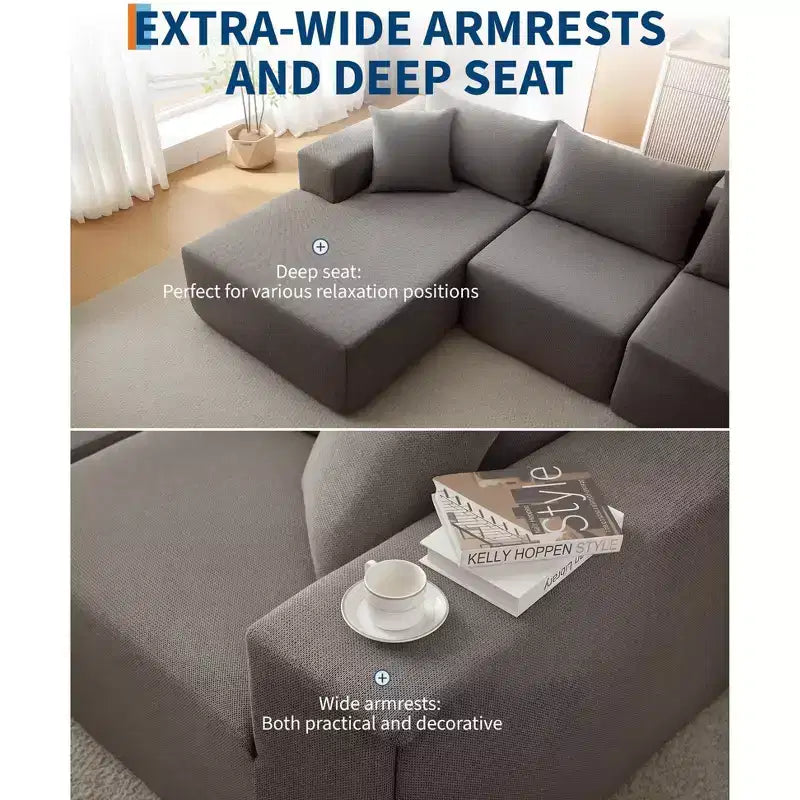Divano sezionale modulare da 108" con chaise longue – Divano a L con divano letto convertibile, posti a sedere fino a 8