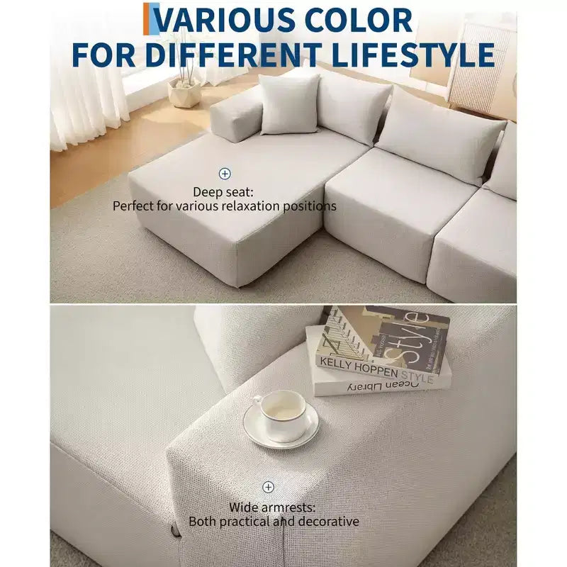 Divano sezionale modulare da 108" con chaise longue – Divano a L con divano letto convertibile, posti a sedere fino a 8