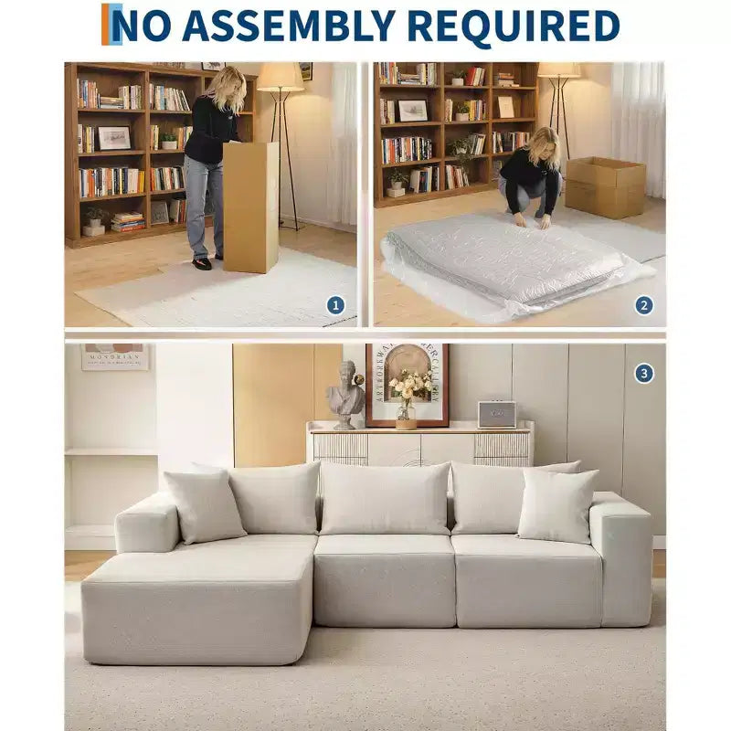 Divano sezionale modulare da 108" con chaise longue – Divano a L con divano letto convertibile, posti a sedere fino a 8