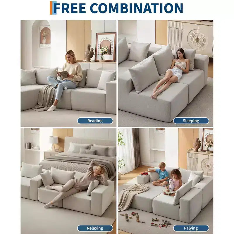 Divano sezionale modulare da 108" con chaise longue – Divano a L con divano letto convertibile, posti a sedere fino a 8