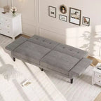 Divano letto futon convertibile con schienale e braccioli regolabili