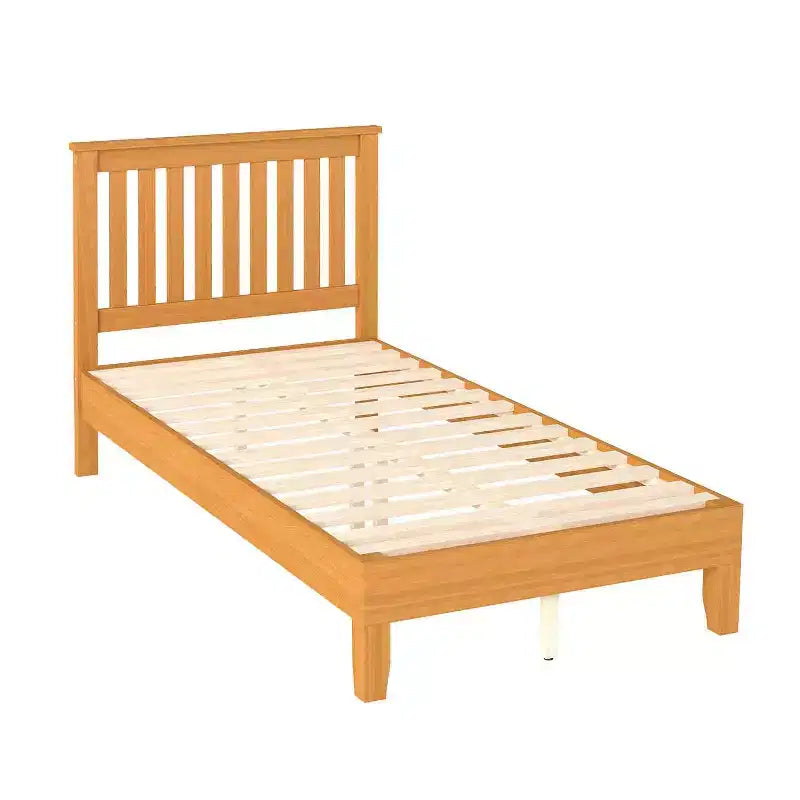 FDW Wood Bed Frame Versatile Solid Wood Mattress Foundation with 14 Wood Slats No Box Spring Needed with Headboard