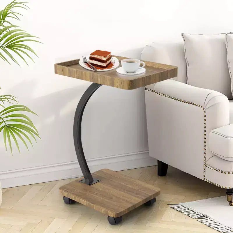Tavolino a C con ruote e piano girevole a 360°