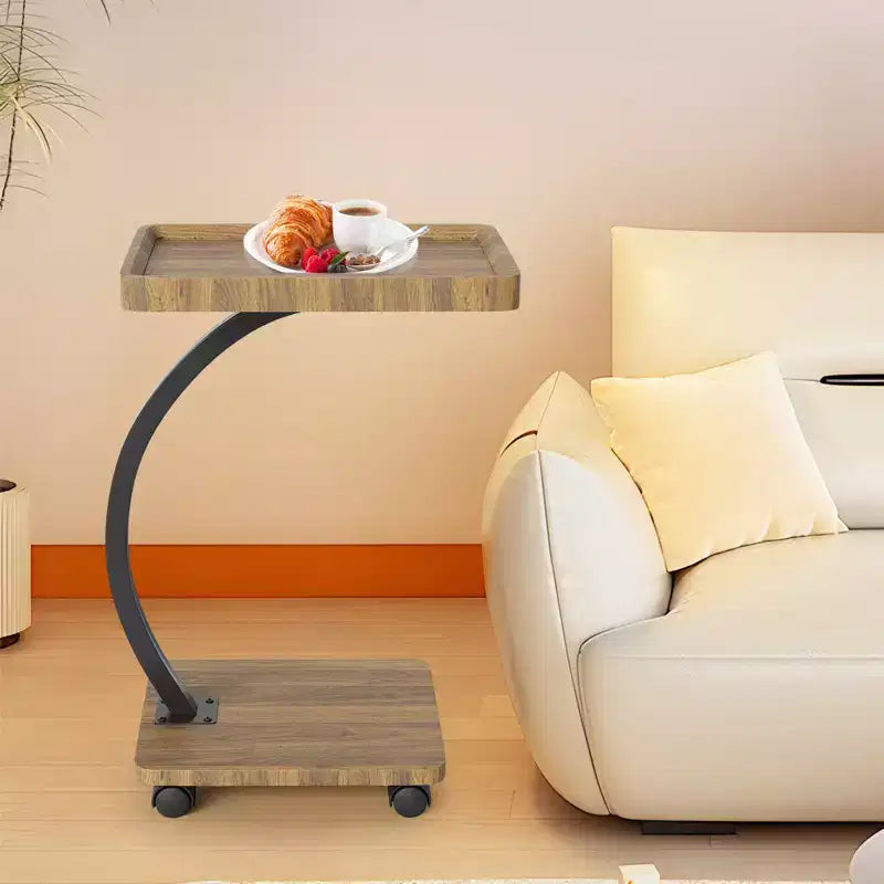 Tavolino a C con ruote e piano girevole a 360°