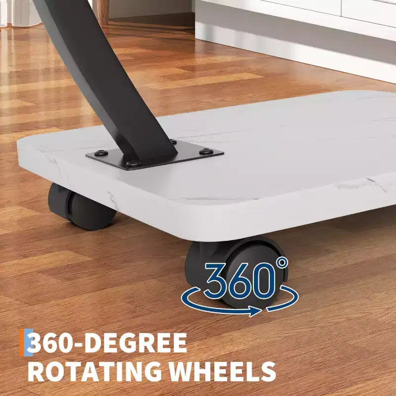 Tavolino a C con ruote e piano girevole a 360°
