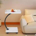 Tavolino a C con ruote e piano girevole a 360°