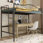 Loft Bed Twin Size with Ladder & Full Safety Guardrail, Heavy Duty Metal Twin Loft Bed 400 Lbs Load Capacity, Space-Saving