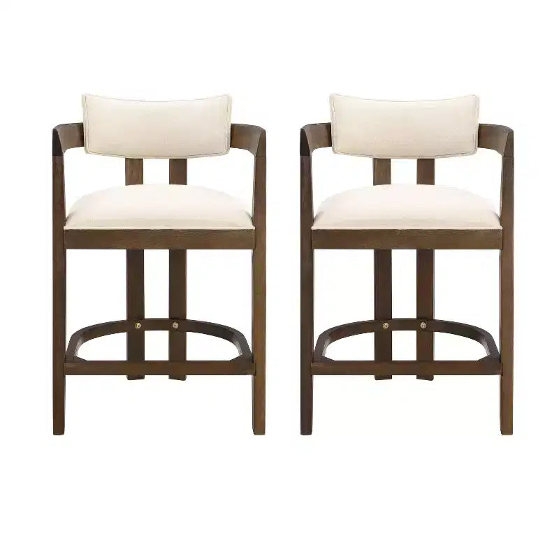 Christopher Knight Home Set of 2 26" Ethan Upholstered Rubberwood Counter Height Barstools Walnut