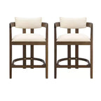 Christopher Knight Home Set of 2 26" Ethan Upholstered Rubberwood Counter Height Barstools Walnut
