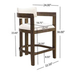 Set di 2 sgabelli da bar imbottiti in legno di gomma, altezza bancone, noce