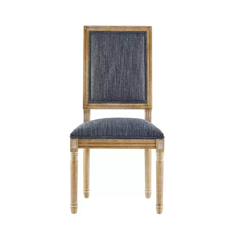 Set di 2 sedie da pranzo imbottite in legno di gomma stile francese - Blu grigio