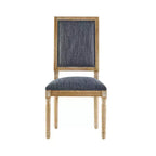 Set di 2 sedie da pranzo imbottite in legno di gomma stile francese - Blu grigio