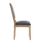 Set di 2 sedie da pranzo imbottite in legno di gomma stile francese - Blu grigio