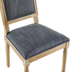 Set di 2 sedie da pranzo imbottite in legno di gomma stile francese - Blu grigio