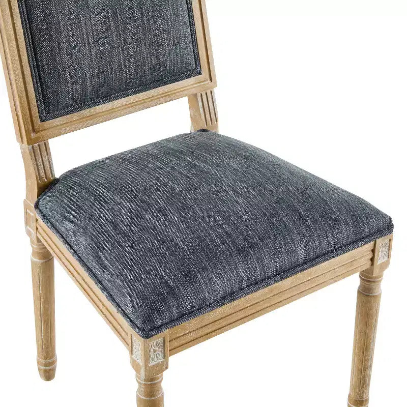 Set di 2 sedie da pranzo imbottite in legno di gomma stile francese - Blu grigio
