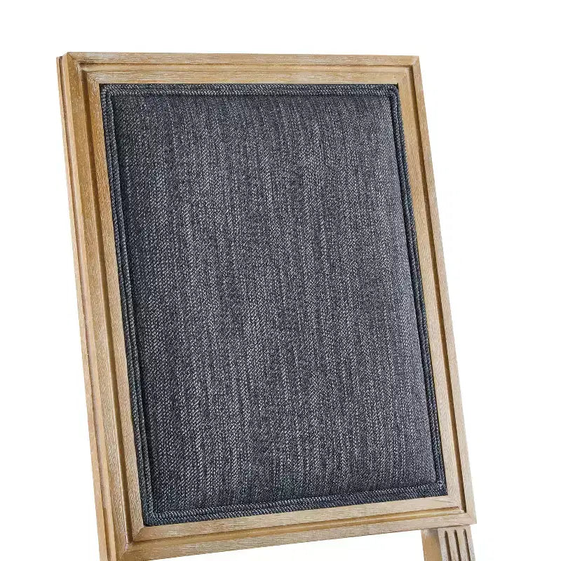 Set di 2 sedie da pranzo imbottite in legno di gomma stile francese - Blu grigio