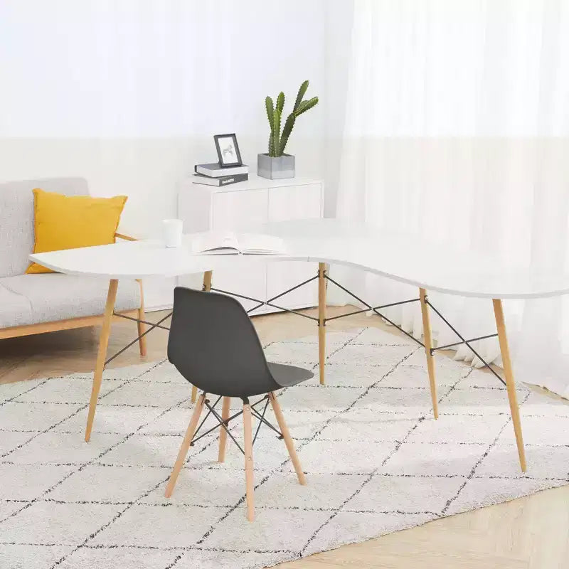 Set of 2 Allan Plastic Dining Chairs with Wooden Legs Black - Teamson Home: Modern Style, 330 lbs Capacity