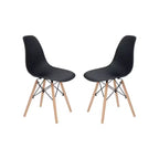 Set di 2 sedie da pranzo senza braccioli con gambe in legno – Nere