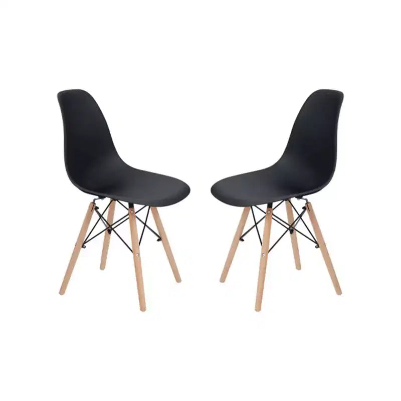 Set di 2 sedie da pranzo senza braccioli con gambe in legno – Nere