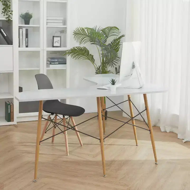Set di 2 sedie da pranzo senza braccioli con gambe in legno – Nere