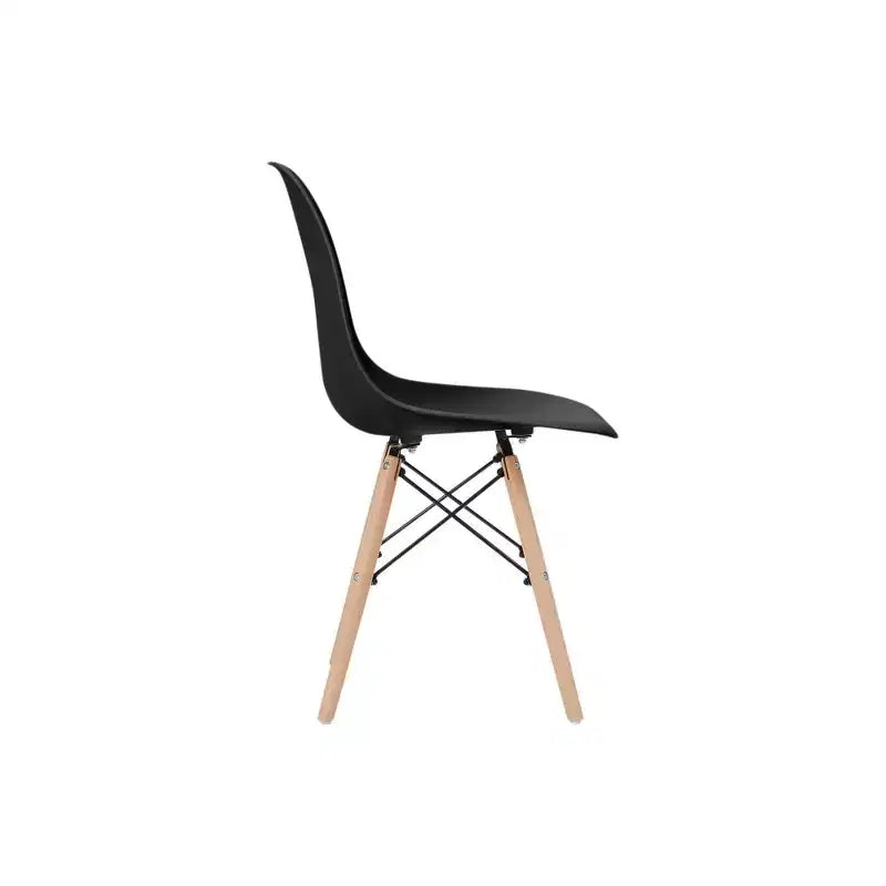 Set di 2 sedie da pranzo senza braccioli con gambe in legno – Nere