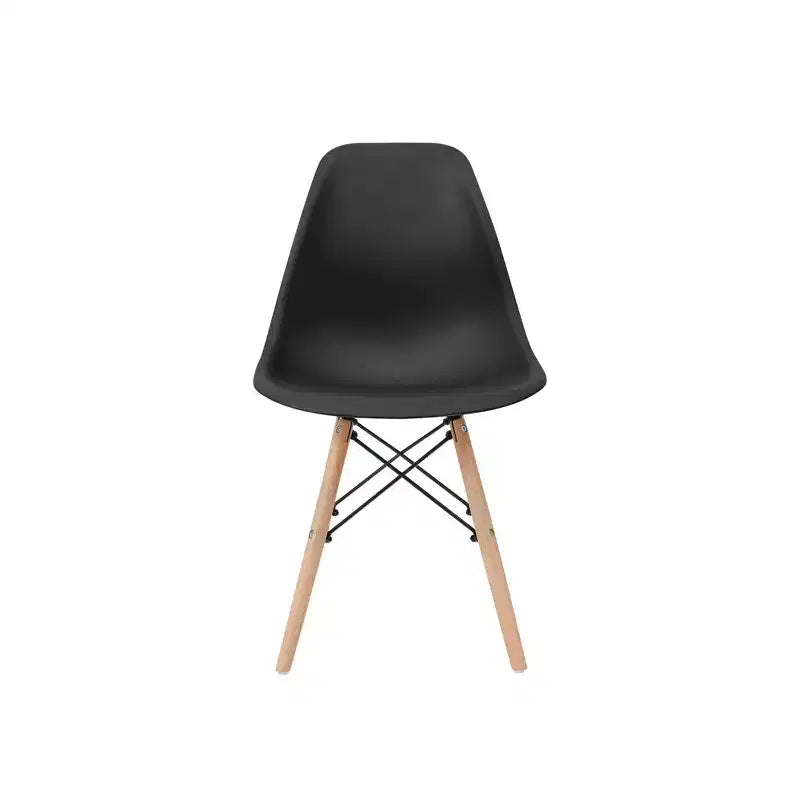 Set di 2 sedie da pranzo senza braccioli con gambe in legno – Nere