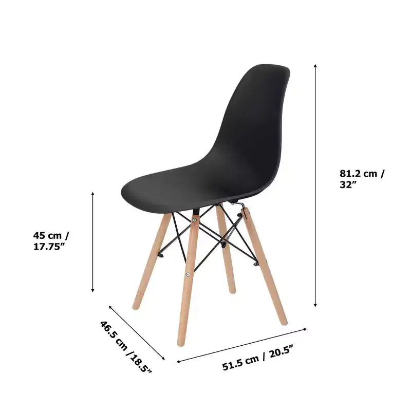 Set di 2 sedie da pranzo senza braccioli con gambe in legno – Nere