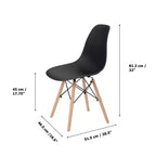 Set di 2 sedie da pranzo senza braccioli con gambe in legno – Nere