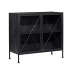 Olivia & May Industrial Metal Cabinet Black: No Assembly, Iron Frame, Fretwork Design, Includes Anti-Tip Hardware