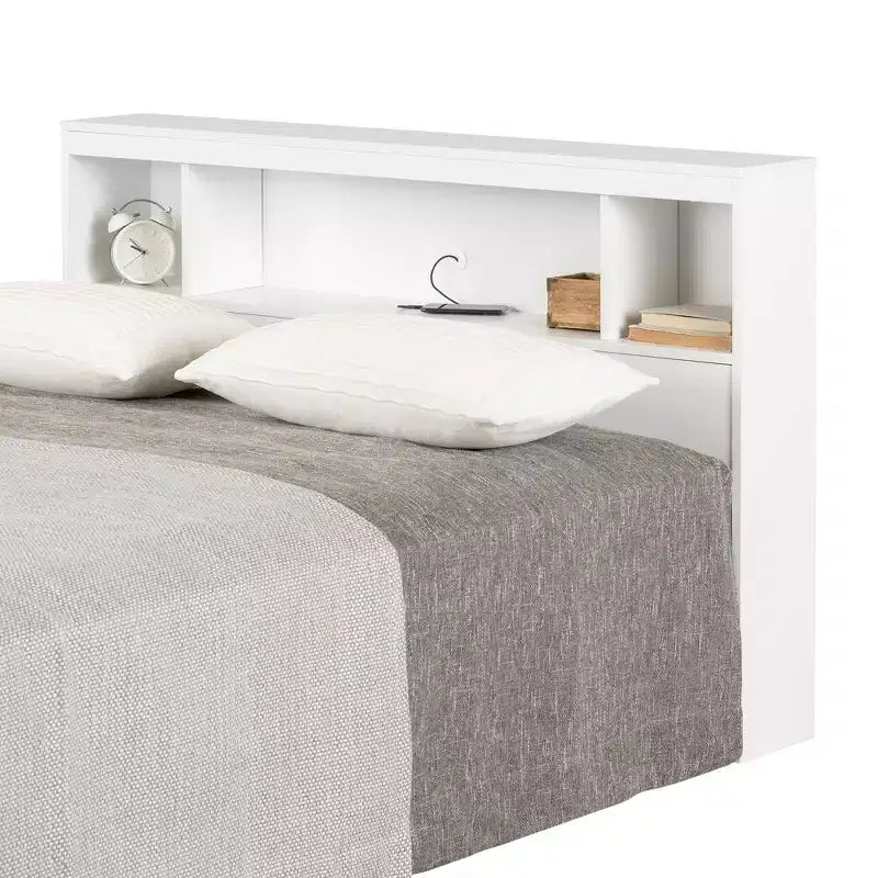 Testiera libreria a grandezza naturale con gestione dei cavi – Truciolato laminato, stile contemporaneo
