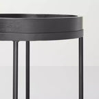 Tavolino d'appoggio rotondo in legno e metallo - nero