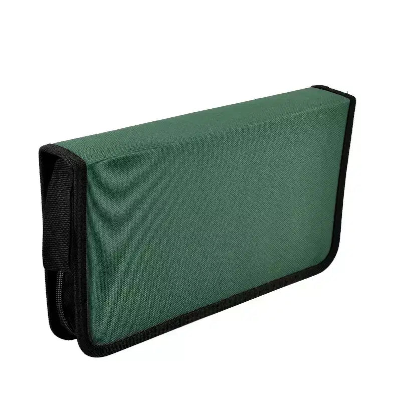 Custodia porta CD/DVD portatile con chiusura a cerniera – Nylon, capacità 80 dischi, Nero e Verde