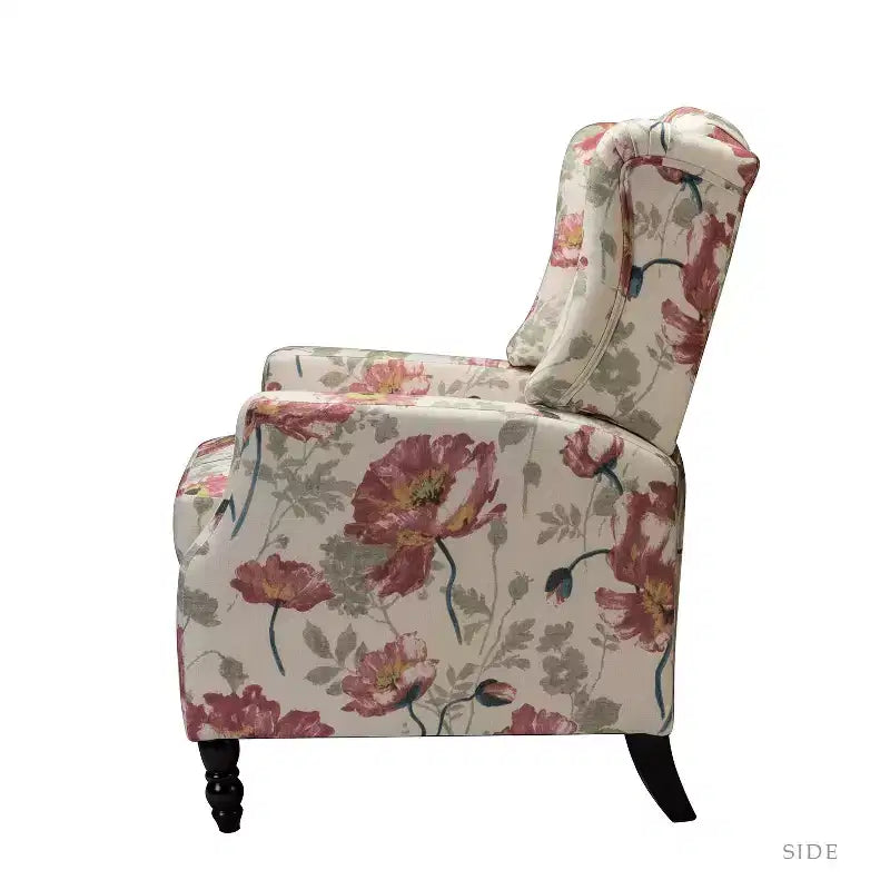 Poltrona Reclinabile Manuale con Rivestimento in Poliestere e Struttura in Legno
