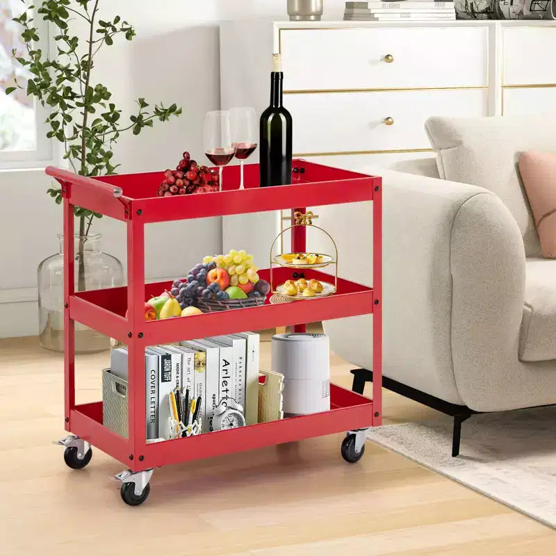 Carrello di servizio a 3 ripiani con ruote bloccabili