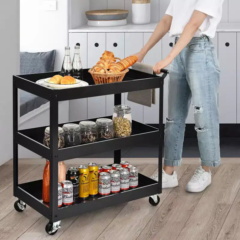 Carrello di servizio a 3 ripiani con ruote bloccabili