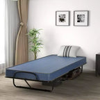 Letto pieghevole con materasso in memory foam – Brandina portatile per ospiti, Blu navy