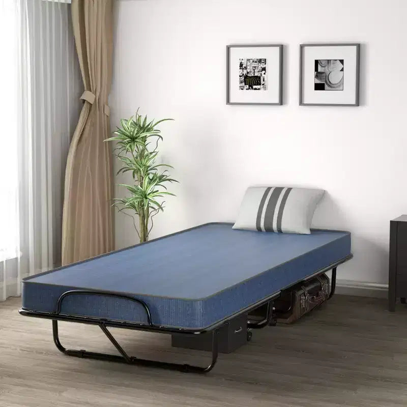 Letto pieghevole con materasso in memory foam – Brandina portatile per ospiti, Blu navy