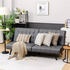 Divano Letto Futon Pieghevole – Divano Letto Trasformabile in Pelle PU, Nero/Grigio