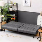 Divano Letto Futon Pieghevole – Divano Letto Trasformabile in Pelle PU, Nero/Grigio